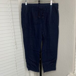 Talbots linen breathable capri comfort waistband pants size 6